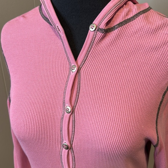 Three Dots Women’s Extra Large Waffle Knit Hoodie Sweater Button Down Fitted - Picture 2 of 8